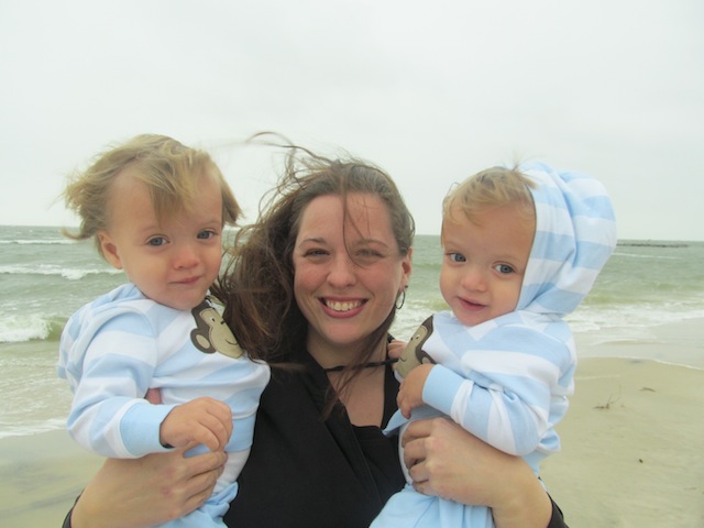 Trisha with the babies in Cape Charles