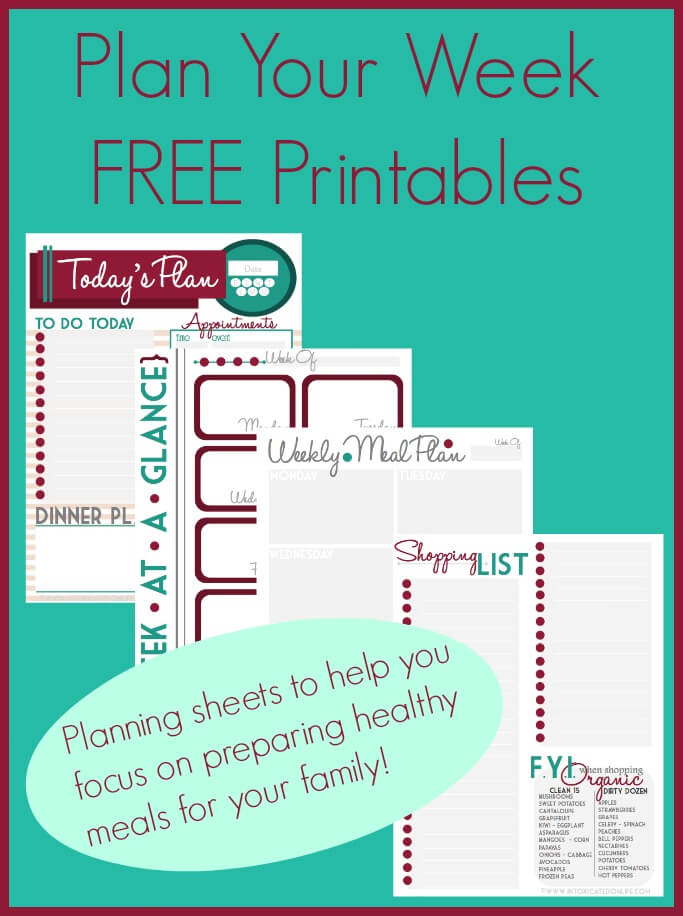 Plan Your Week Free Printables (FREE #PRINTABLES) Planning sheets to help you focus on preparing your family healthy meals. @ IntoxicatedOnLife.com