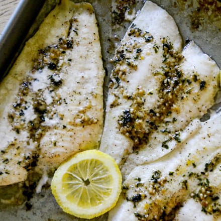 Easy Baked Fish with Lemon Butter Sauce